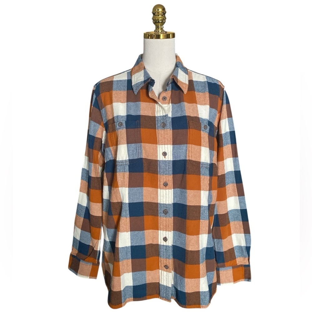 Duluth Trading Women's Plaid Button Up 100% Cotton Flannel Shirt Size XL
